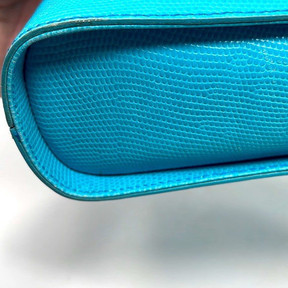 Talbots Vintage 1980s Teal Leather Bamboo Bag - Picture 11 of 16